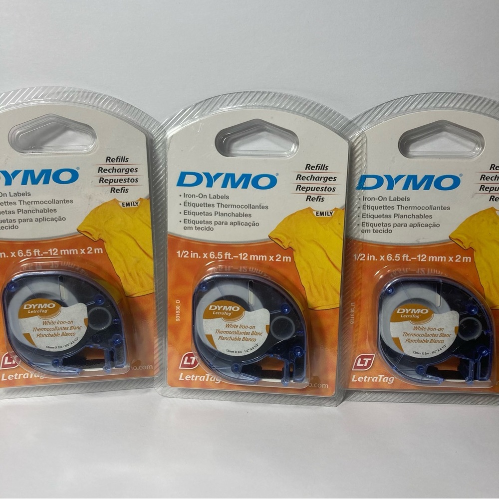 DYMO LetraTag 18771 White Iron-on Fabric Labels Refills Set of 3
